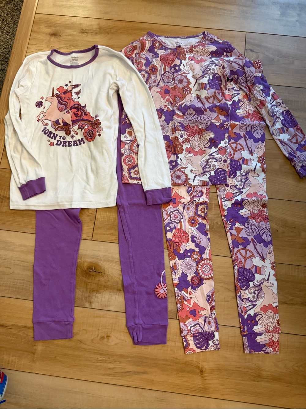 Carter's Purple and Cream Unicorn Pajama Set - 2 Pack - Picture 2 of 12
